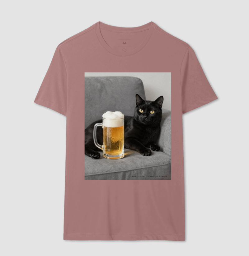 Camiseta Gato & Cerveja – O Mestre do Relaxamento