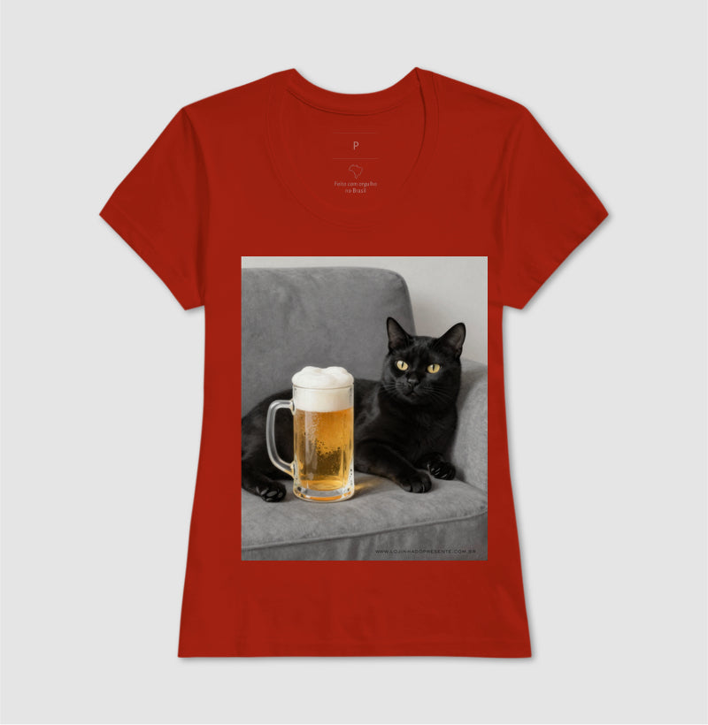 Camiseta Gato & Cerveja – O Mestre do Relaxamento