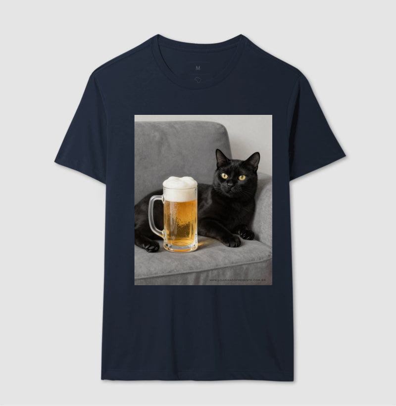 Camiseta Gato & Cerveja – O Mestre do Relaxamento