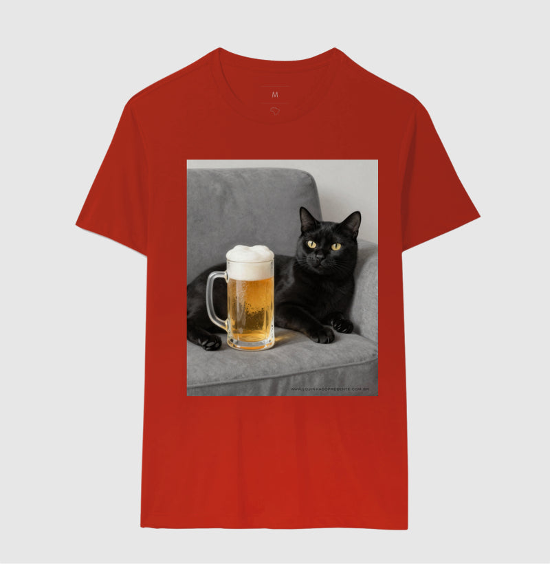 Camiseta Gato & Cerveja – O Mestre do Relaxamento
