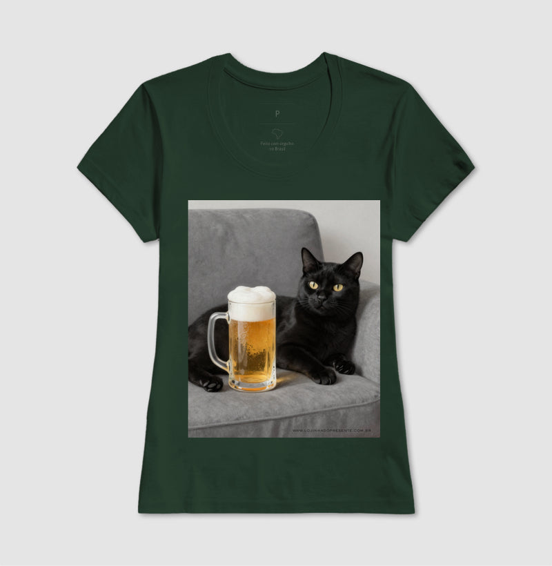 Camiseta Gato & Cerveja – O Mestre do Relaxamento