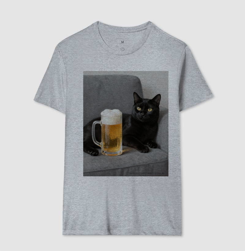 Camiseta Gato & Cerveja – O Mestre do Relaxamento