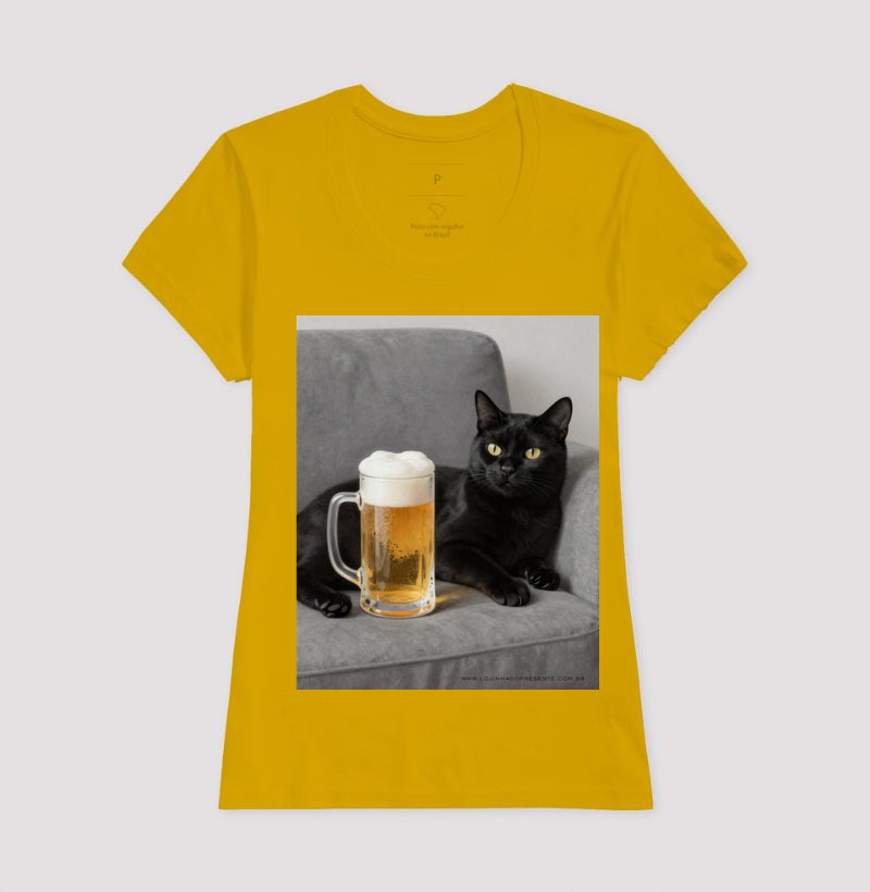 Camiseta Gato & Cerveja – O Mestre do Relaxamento