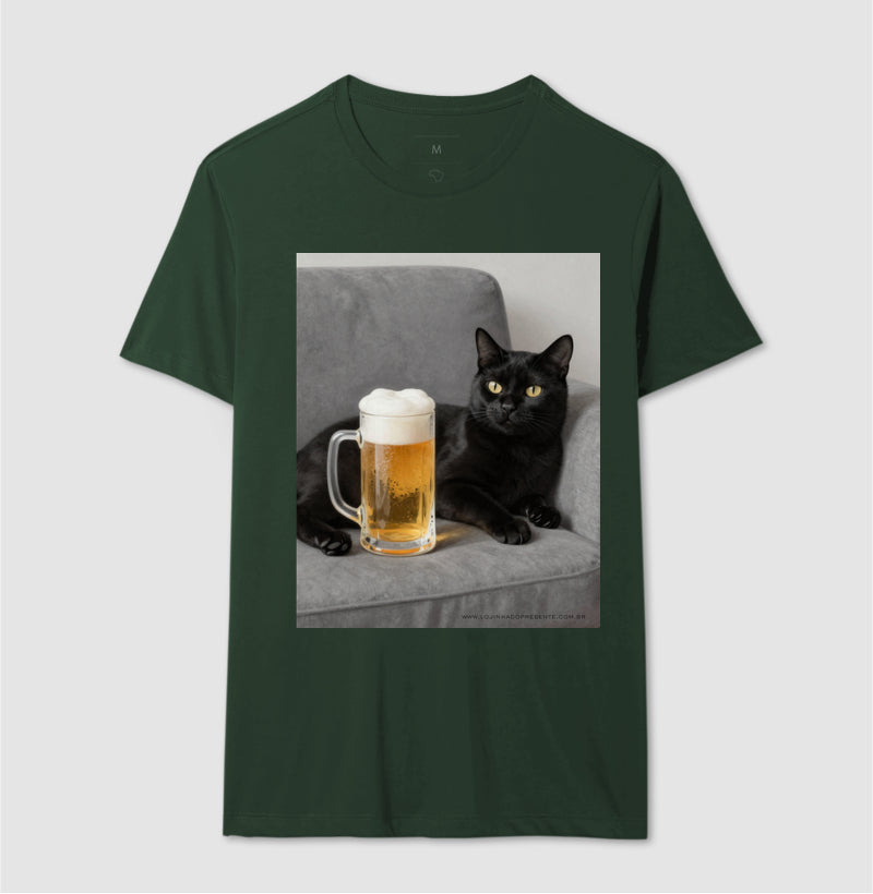 Camiseta Gato & Cerveja – O Mestre do Relaxamento