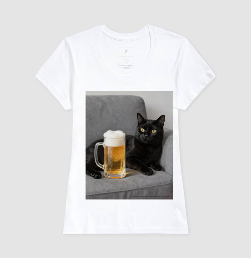 Camiseta Gato & Cerveja – O Mestre do Relaxamento
