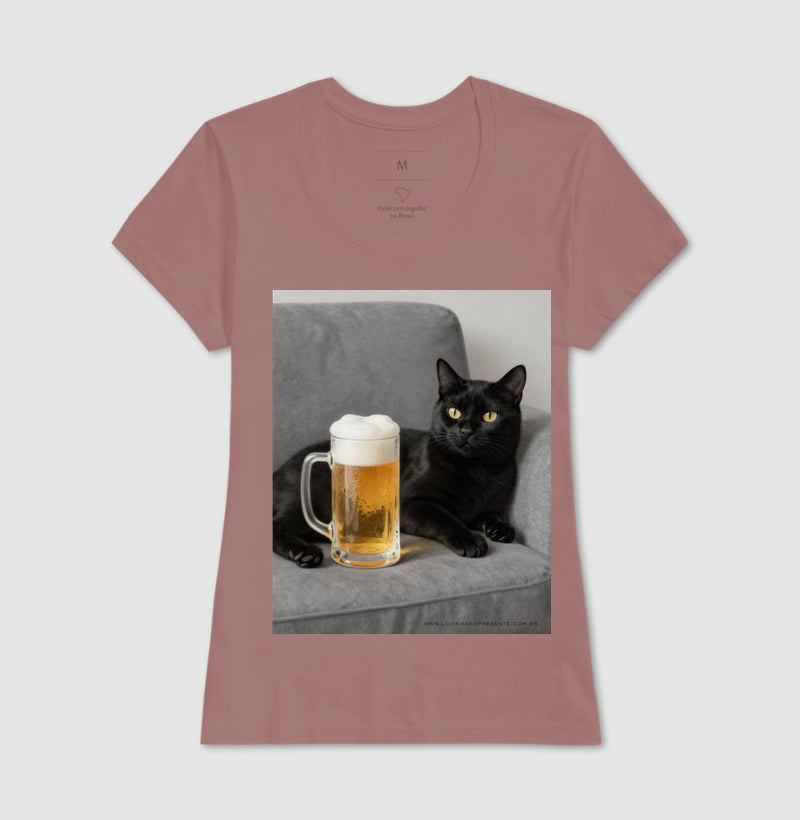 Camiseta Gato & Cerveja – O Mestre do Relaxamento