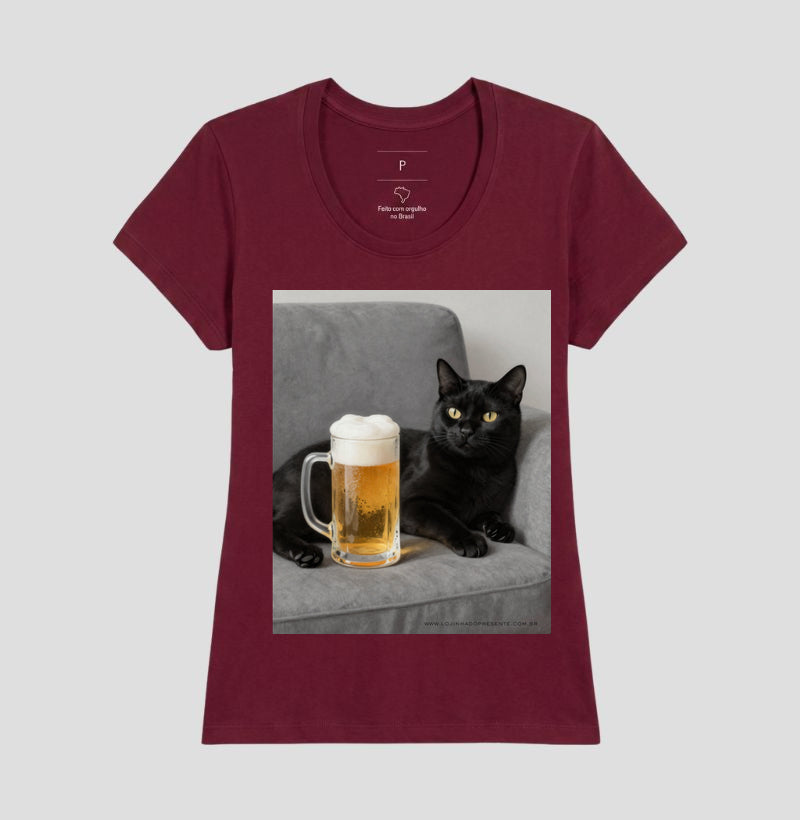Camiseta Gato & Cerveja – O Mestre do Relaxamento